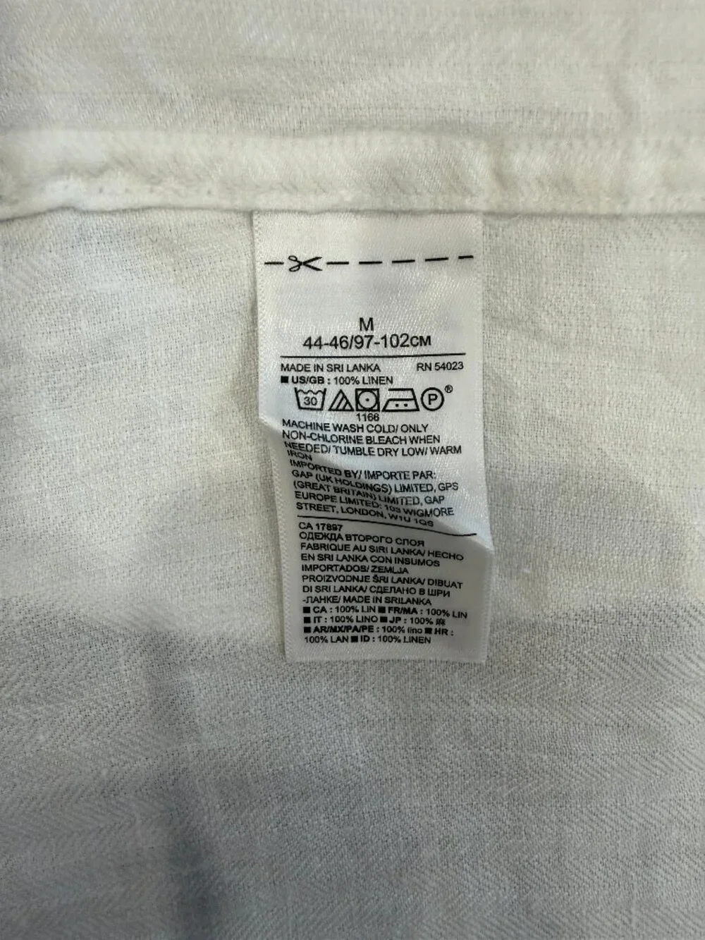 Banana Republic Heritage Collection Men's Linen Shirt Grant Slim Fit M White